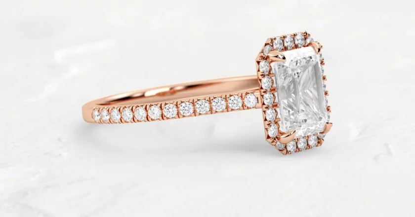 Halo Emerald Cut Engagement Rings